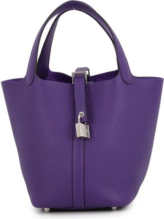 Herm&egrave;s Purple Taurillon Clemence Leather Handbag Tote Bag
