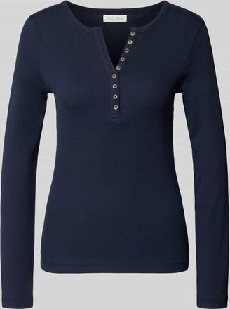 Christian Berg Slim Fit Longsleeve aus Baumwoll-Mix mit Henley-Ausschnitt in Dunkelblau, Gr&ouml;&szlig;e XL