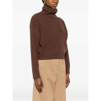 Brunello Cucinelli Silk-Cashmere Blend Ribbed Knit Sweater - Brown