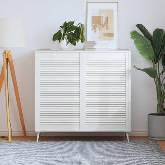 vidaXL Vidaxl - Puerta De Armario Lamas 2 Uds Madera Pino Blanco 99,3x59,4 Cm