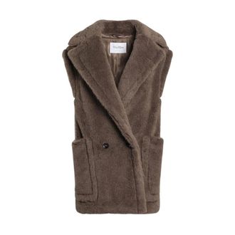 Max Mara Waistcoats, female, Brown, S, Wool and alpaca Teddy gilet