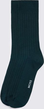 Moss Evergreen Mercerised Ribbed Sock