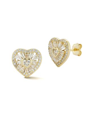 Glaze Jewelry 14K Plated Silver Cz Heart Cluster Earrings
