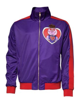 Dolce & Gabbana Mens Purple Year Of The Pig Full Zip Bomber Sweater Polyester Clothing