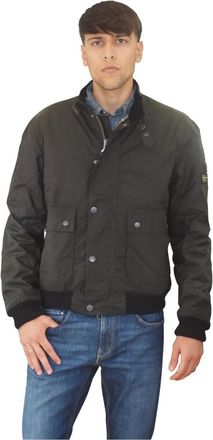 Barbour Winter Bomberjack met Gebreide Boorden - Heren - Zomerjassen - Groen - L - Katoen - Jassen