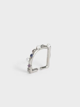Charles & Keith Pearl & Crystal-Embellished Ring