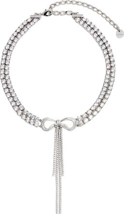 Self Portrait Double Crystal Bow Choker With Oversized Bow And Shimmering Detail