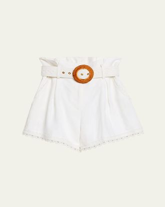 Cara Cara Pierce Belted Linen Shorts