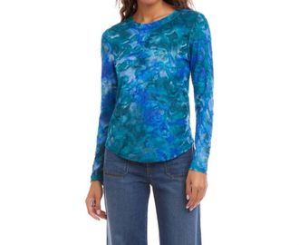 Karen Kane Leni Tie Dye Burnout Top In Blue Multi