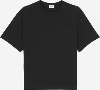 Saint Laurent Mens Cotton T-Shirt With Logo Black T-Shirts And Polos