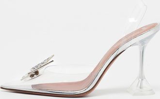 Amina Muaddi Transparent Pvc Begum Crystal Embellished Pointed Toe Pumps