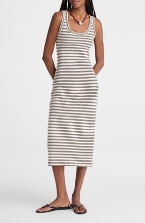 Madewell Scoop Neck Tank Maxi Dress in Textured Stripe Jqd at Nordstrom, Size Xx-Small