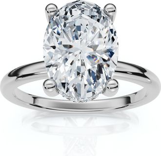 Pompeii3 2 1/10Ct Oval Diamond Side Halo Engagement Ring 14k Gold or Platinum Lab Grown