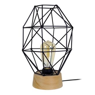 Tosel L&aacute;mpara de mesamadera Alt.32cm &eacute;cruPantalla: negro