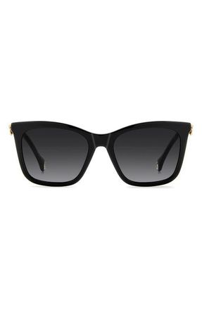 Carolina Herrera Her 55mm Gradient Rectangular Sunglasses in Black/Dark Grey Sf at Nordstrom