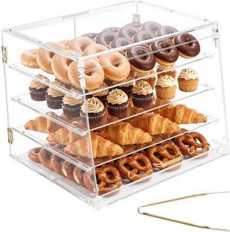 OEM Vitrina De Exhibici&oacute;n De Panader&iacute;a 4 Niveles, Vitrina De Acr&iacute;lica Transparente Para Panader&iacute;a 53 X 43,5 X 41,5 Cm, Con Puerta Trasera Y Delantera, Esc