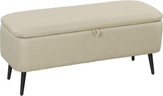 HOMCOM Homcom - Banco De Almacenamiento Taburete De Almacenaje Tapizado En Lino Con Tapa Abatible Y Patas De Acero Para Dormitorio Carga 150 Kg 101x38,5x44,5