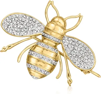 Ross-Simons Diamond Bumblebee Pin in 18kt Gold Over Sterling