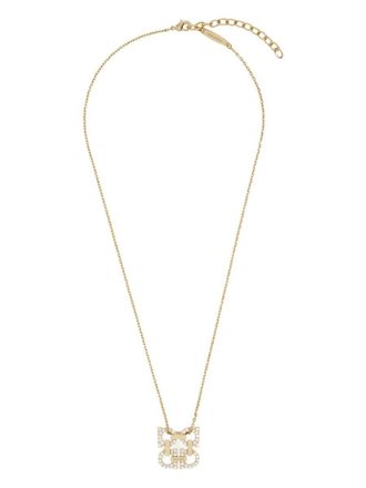 Ferragamo Crystal Embellished Four Gancini Pendant Necklace Accessories