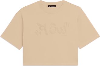 Freddy T-shirt Cropped con grafica FLOW e borchie