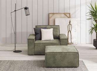 HOME AFFAIRE Sessel »SHERWOOD« Loveseat und Hocker im Set, passend zur Polster-Serie SHERWOOD