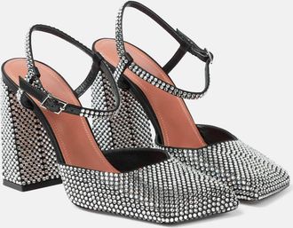 Amina Muaddi Charlotte 95 embellished satin pumps