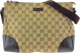 Gucci Brown Gg Canvas & Leather Shoulder Bag (Authentic Pre-Loved)