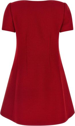 Valentino Garavani Bow-Trimmed Tweed Dress - red