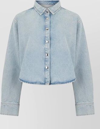 Frame Denim cropped denim shirt jacket long sleeves