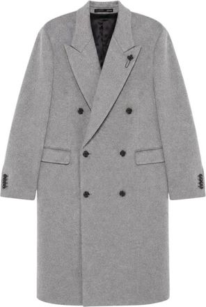 Lardini Dubbele Rijjas met Punt revers - Heren - Mantel - Grijs - L - Wol - Jassen