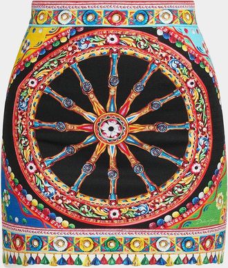 Dolce & Gabbana Printed Stretch Cotton Mini Skirt