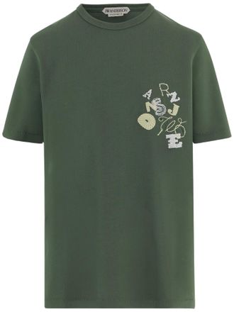 J.W.Anderson Round Neck Cotton T-Shirt with Contrast Logo Embroidery