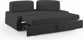 Divani.Store Divani.store - Liberty Divano senza pouf estraibile e schienali movibili in tessuto morbido impermeabile T02 180 cm nero