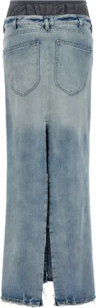 Maison Margiela Layered Denim with Split Details Skirt - Blue
