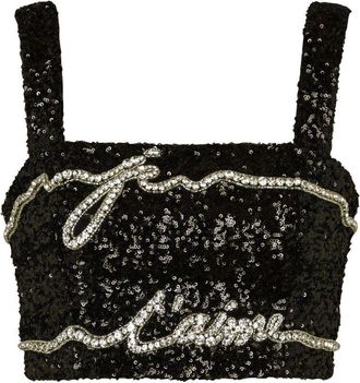 Balmain Sequinned Cropped Top