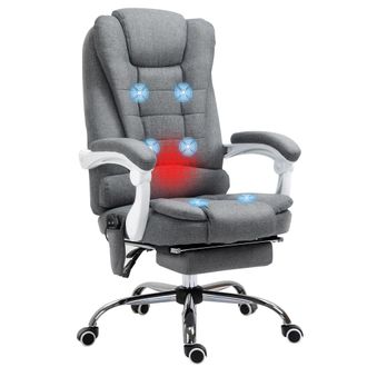 OEM Silla De Oficina Con 6 Puntos De Masaje Funci&oacute;n De Calentamiento Reposapi&eacute;s Y Control Remoto 65x70x111-119 Cm Gris