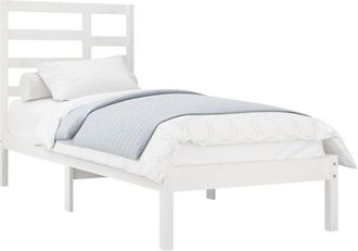 vidaXL Bed Frame without Mattress White Solid Wood 90x190 cm Single Single vidaXL