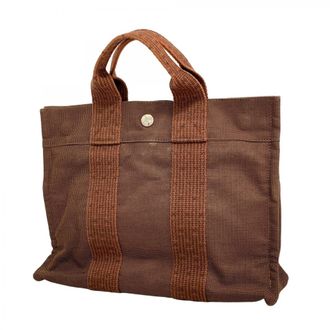 Herm&egrave;s Brown Canvas Tote Bag (Pre-Owned)