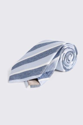 Moss Blue & White Silk Stripe Tie