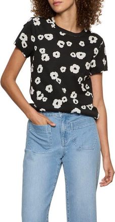 Sanctuary The Perfect T-Shirt in Black Petite Blooms at Nordstrom, Size Xx-Small