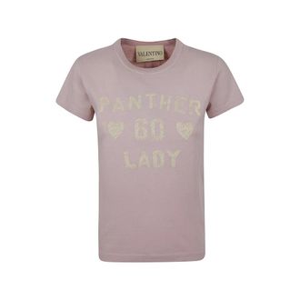 Valentino Garavani Printed Cotton T-Shirt - female - Valentino Garavani - T-Shirts - Pink - XS - Tops