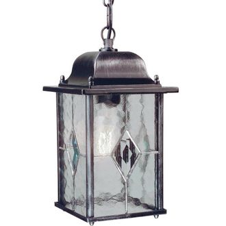 Loops IP43 Hanging Chain Lantern Weatherproof Black Silver LED E27 100W