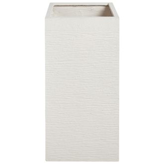 Beliani Maceta Alta De Arcilla Para Jard&iacute;n 40 X 40 X 77 Cm Resistente A Los Rayos Uv Beige Claro Dion