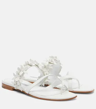 Manolo Blahnik Fiosa appliqu&eacute; leather thong sandals