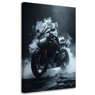 Feeby Cuadro Sobre Lienzo, Motocicleta Deportiva Negra, 80x120