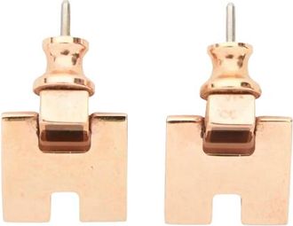 Hermès Rose Gold Plated Enamel Eileen Push Back Earrings