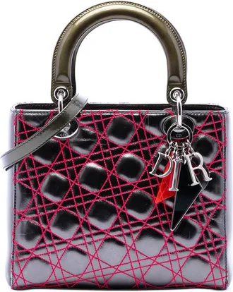 Dior Pre-owned Dior Anselm Reyle Medium Metallic Lambskin Cannage Lady Dior Ladies F3Y1O8XEBY9DK296