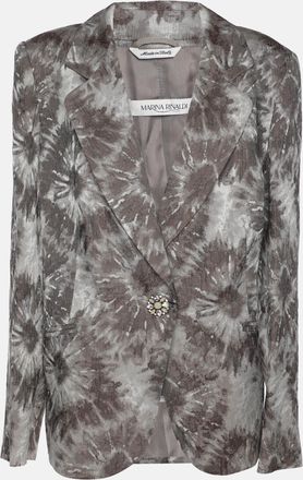 Marina Rinaldi Grey Jacquard Single Breasted Blazer
