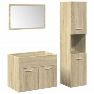 vidaXL Set Mobili da Bagno 3 pz Rovere Sonoma in Legno Multistrato vidaXL