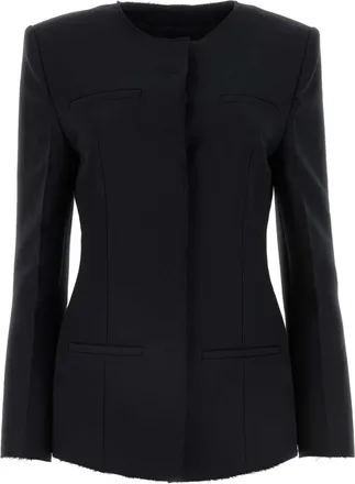 Msgm Black Stretch Polyester Blend Blazer